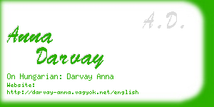 anna darvay business card